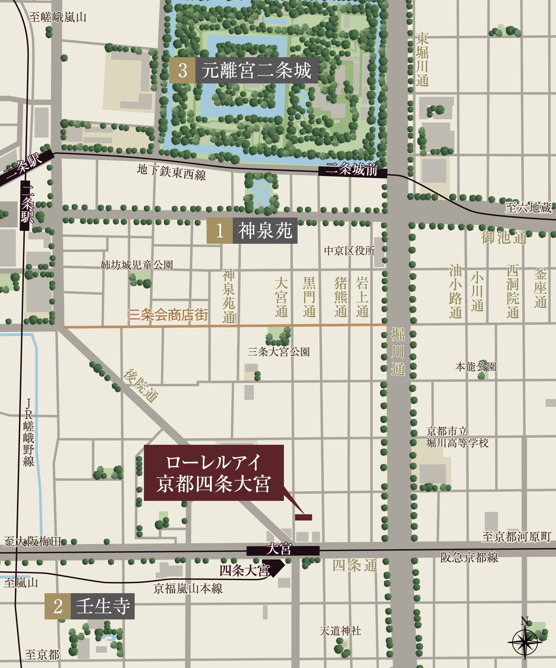 ローレルアイ京都四条大宮の周辺マップ