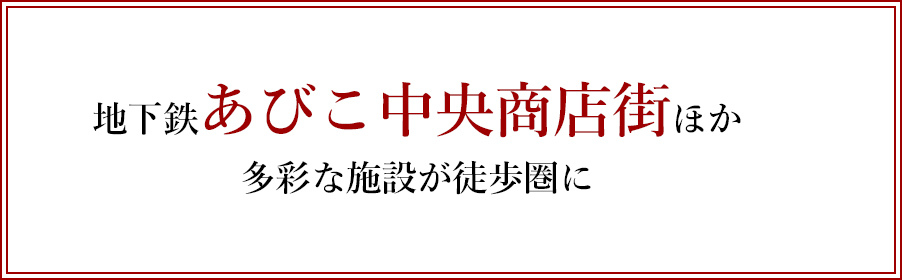 地下鉄あびこ中央商店街ほか多彩な施設が徒歩圏に