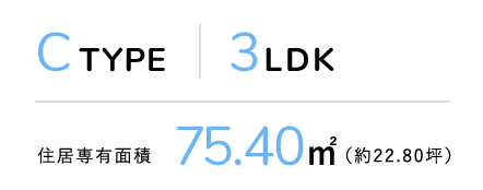 C TYPE 3LDK 住居専有面積75.40m²（約22.80坪）