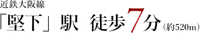 近鉄大阪線「堅下」駅 徒歩7分（約520m）