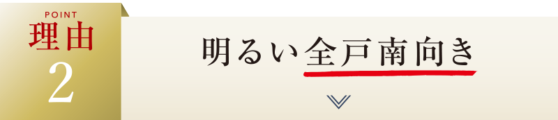 理由2：全戸南向き、しかも見晴らしがいい！