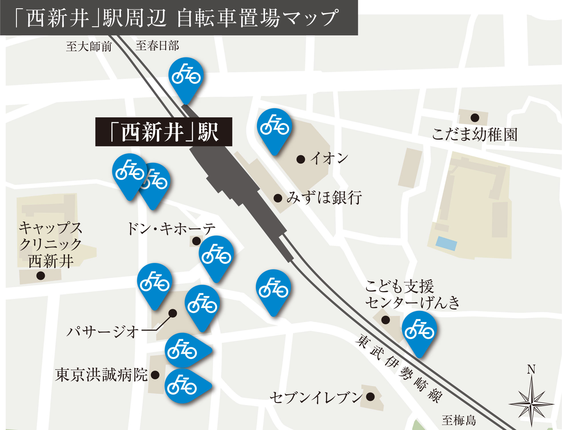 西新井駅周辺自転車駐車場概念図