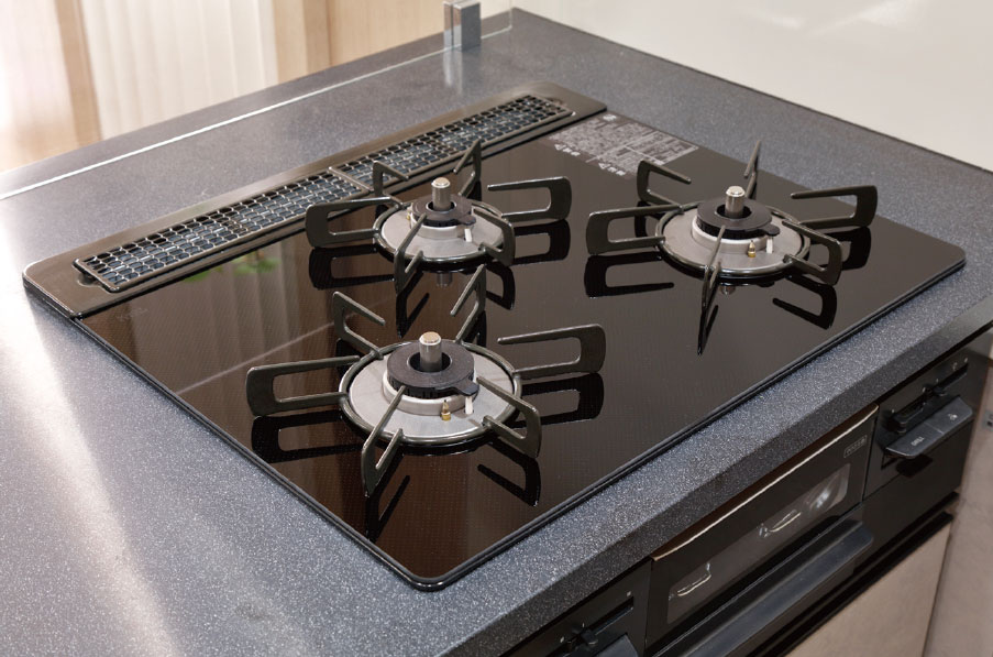 チャイルドロック付きガラストップコンロ