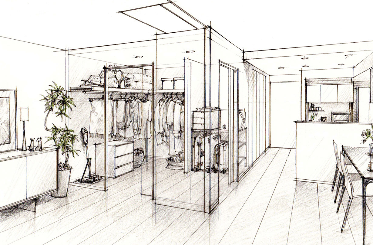 G2タイプ・ファミリークロゼットイメージイラスト