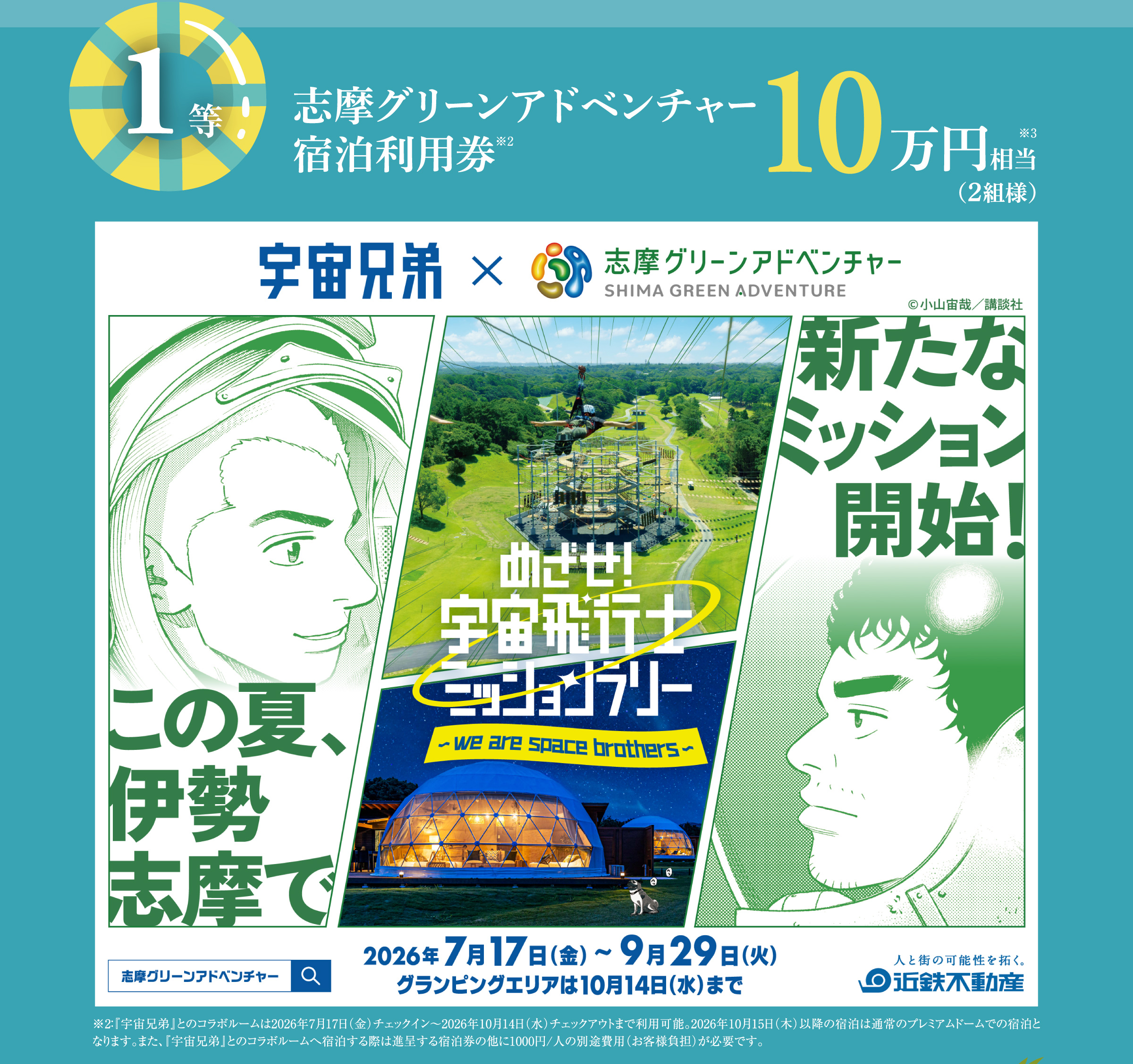 1等　志摩グリーンアドベンチャー宿泊利用券　10万円相当（2組様）