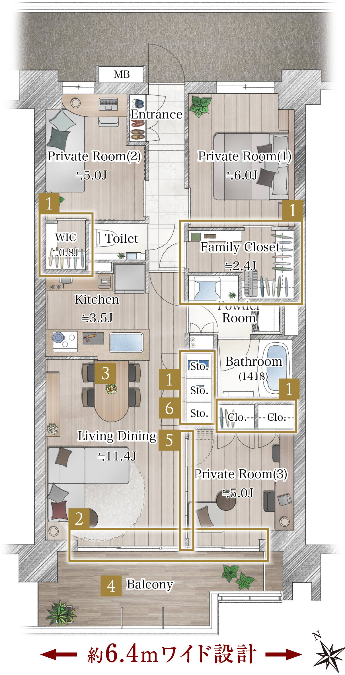 B1タイプ間取りイラスト